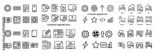 Computer icons with chip fan harddrive outline