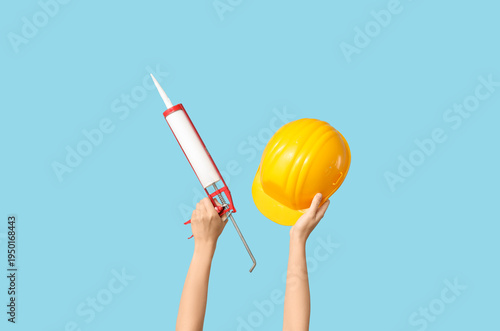 Hands with hardhat and seal...