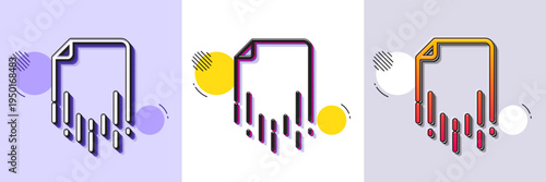 Recovery file line icon. Halftone dotted pattern. Gradient icon with grain shadow. Backup data sign. Restore document symbol. Line recovery file icon. Various designs. Vector