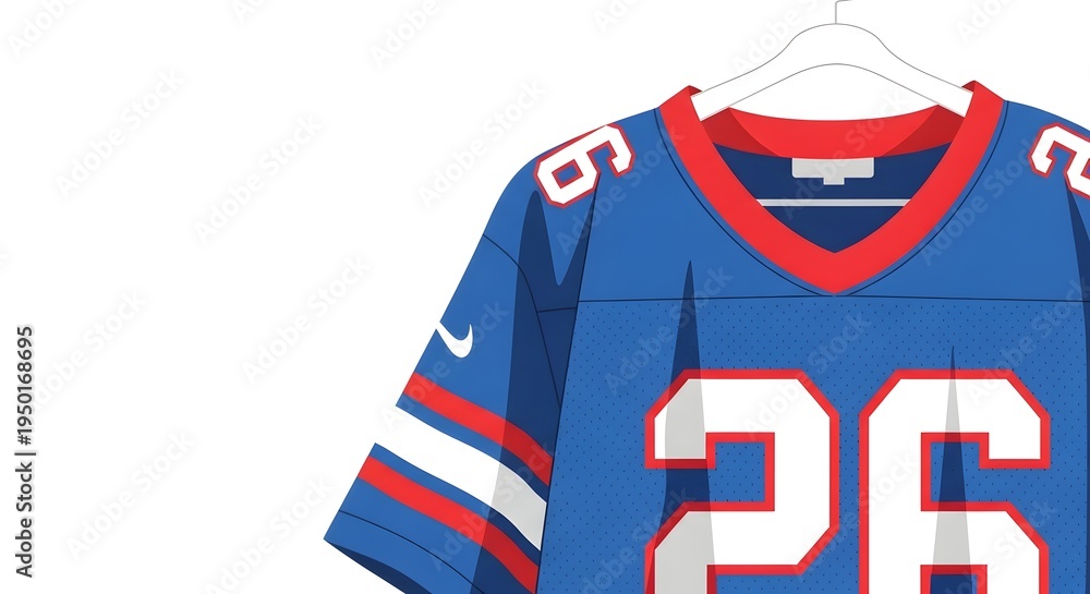 Fototapeta premium Blue American Football Jersey with Number 26 on Hanger.