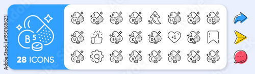 Vitamins line icons. Interest rate, AI generate, Inflation icons. Food supplements capsules, Healthy nutrition and Multivitamin complex set. Natural B12 vitamins. Vector