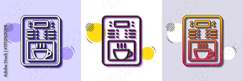 Coffee maker line icon. Halftone dotted pattern. Gradient icon with grain shadow. Vending machine sign. Make tea symbol. Line coffee maker icon. Various designs. Vector