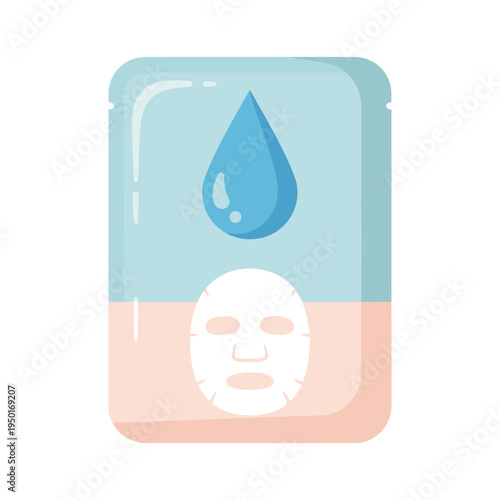 Vector illustration of a facial mask with a water droplet on its packaging