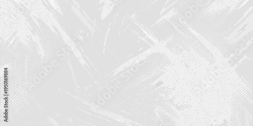 Abstract grayscale background with textured brushstrokes and halftone dots