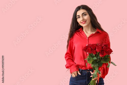 Pretty young woman with bou...