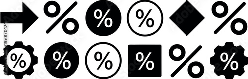Collection of percentage symbols and icons
