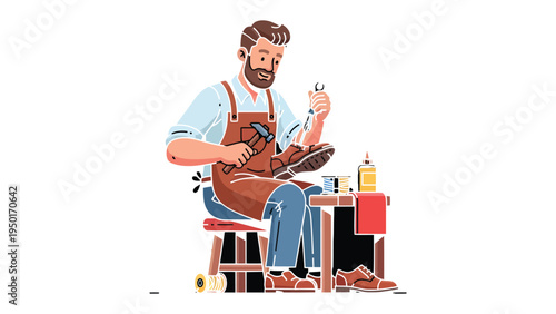 Artisan's Craft: A skilled artisan meticulously works on a pair of shoes, demonstrating the art of traditional shoemaking.