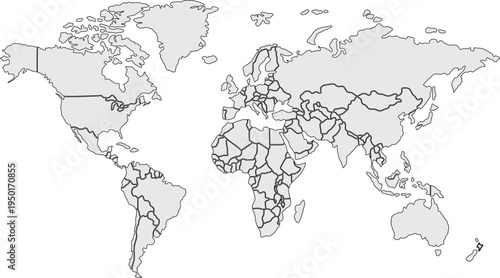 Minimal World Map with International Country Borders
