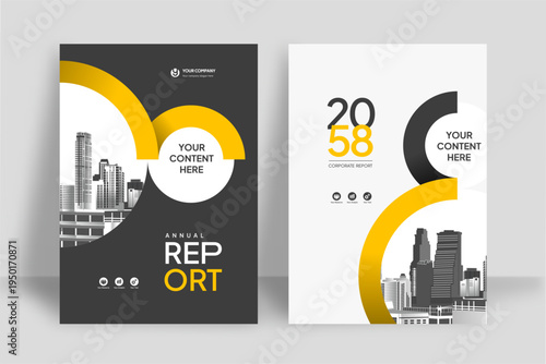 Business Report Cover Template – Yellow Geometric Layout (A4)
