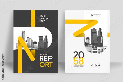 Business Report Cover Template – Yellow Geometric Layout (A4)