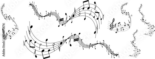Music line vector design featuring flowing lines that represent sound waves and melody. The simple yet dynamic style creates a sense of rhythm, movement, and musical creativity, making it ideal for mu