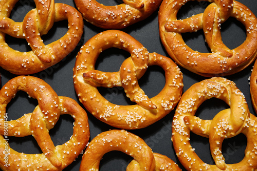 Many tasty salted pretzels ...
