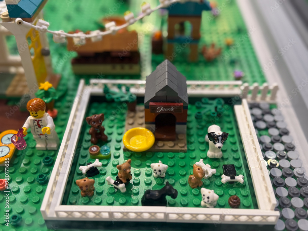 Fototapeta premium Lego puppy pen toy scene
