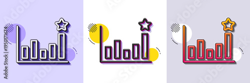 Efficacy line icon. Halftone dotted pattern. Gradient icon with grain shadow. Business chart sign. Analysis graph symbol. Line efficacy icon. Various designs. Vector