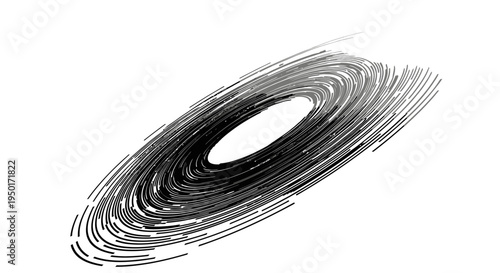 Abstract Circular Spiral Swirl Pattern in Black and White, Dynamic Motion, Cosmic Vortex Illusion
