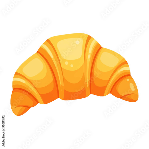 Delicious golden brown freshly baked French croissant vector illustration, a quintessential morning delight, perfect for breakfast menus and culinary designs