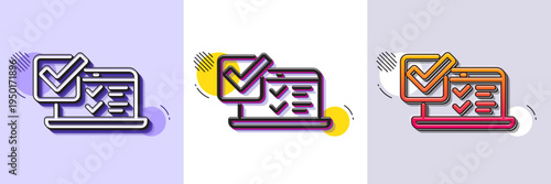 Online survey line icon. Halftone dotted pattern. Gradient icon with grain shadow. Select answer sign. Web interview symbol. Line online survey icon. Various designs. Vector