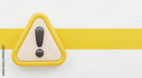 Striking 3D rendered warning sign featuring an exclamation mark, representing critical alerts and important information in a clean, modern digital interface context