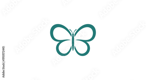 Teal butterfly logo on white background.
