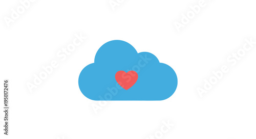 A blue cloud with a red heart.