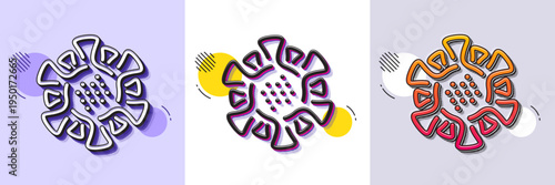 Coronavirus line icon. Halftone dotted pattern. Gradient icon with grain shadow. Covid virus sign. Danger infection symbol. Line coronavirus icon. Various designs. Vector