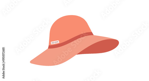A coral sun hat with wide brim.