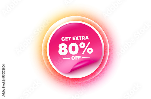Extra discount sticker orange gradient. Paper offer price tag. Get Extra 80 percent off Sale. Discount offer price sign. Special offer symbol. Save 80 percentages. Sticker label. Vector