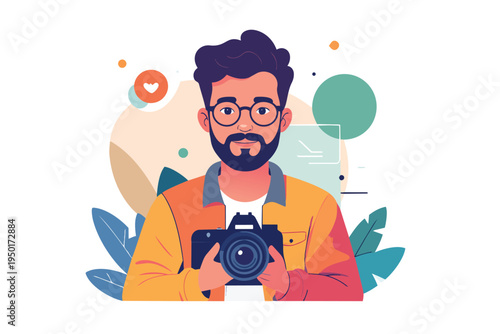 Funny cartoon dog with man character in playful comic style