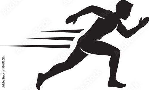 Man running fast sprinting motion with speed lines behind him in a dynamic pose  athletic movement