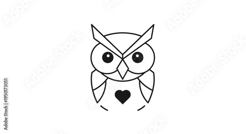 A cute cartoon owl with heart.