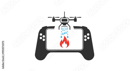 Drone gaming controller with fire and water.