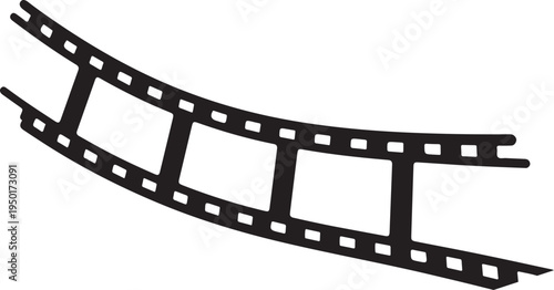 Film strip icon with curved design and perforated holes for photography and cinema concepts  filmstrip media footage symbol