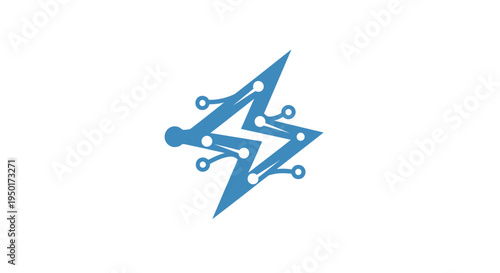 Blue circuit board logo design element.