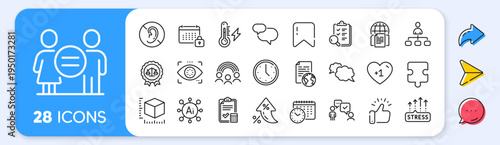 Accounting checklist, Puzzle and Electricity power line icons. Interest rate, AI generate, Inflation icons. Pack of Justice scales, Internet documents, Calendar icon. Vector