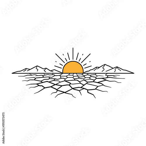 Minimalist Desert Landscape with Rising Sun