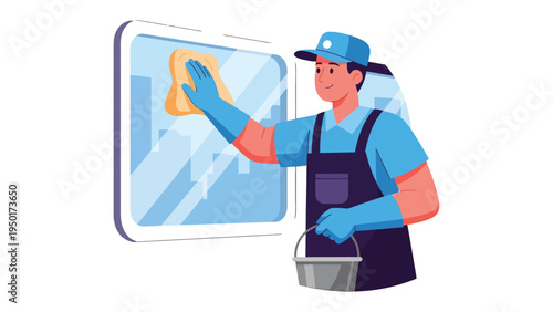 Window Cleaning Professional: A dedicated professional meticulously cleans a window, using specialized tools and techniques to achieve a streak-free shine.