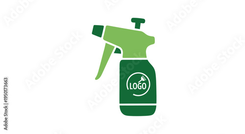 Green spray bottle logo template.