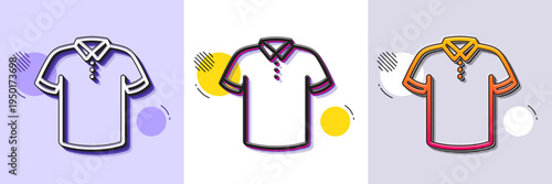T-shirt line icon. Halftone dotted pattern. Gradient icon with grain shadow. Tee shirt wear sign. Fabric sport clothes symbol. Line t-shirt icon. Various designs. Vector