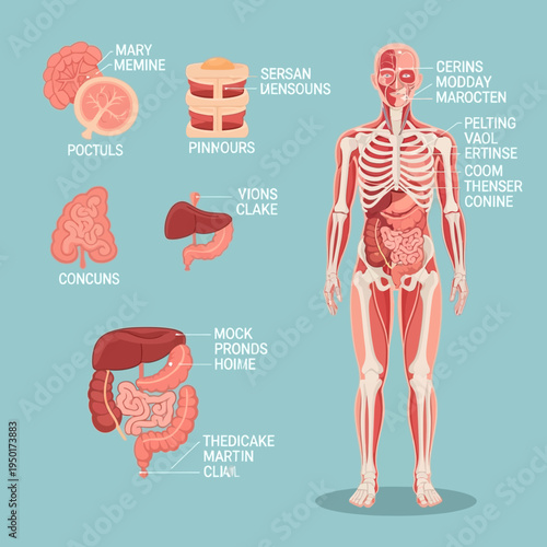 Human Anatomy Diagram: Skeleton, Muscles, and Internal Organs