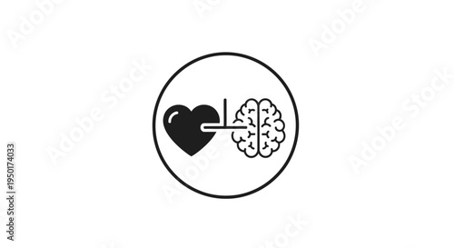 Heart and brain connection symbol.