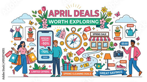 April Deals and Spring Sales Promotion Advertisement