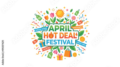 April Hot Deal Festival Sale Banner in Springtime