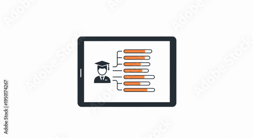 Graduate education concept on tablet screen.