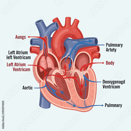 Human Heart Anatomy Diagram: Blood Flow, Chambers, and Vessels