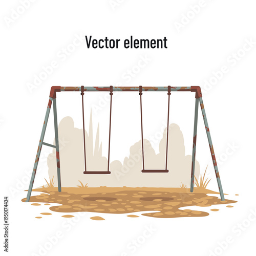 Rusty Swing Set Playground Vector