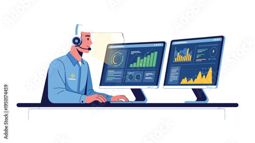 Data Analyst: A data analyst, meticulously focused on complex data visualization. The analyst is seen interpreting and making sense of the information