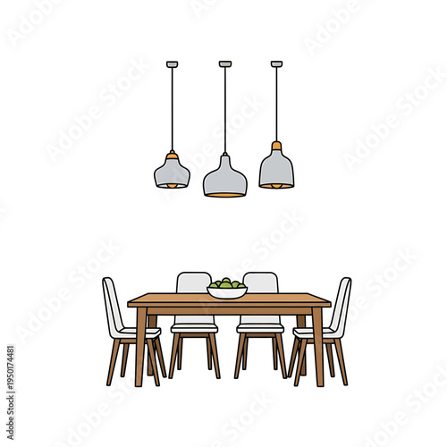Dining Room with Three Pendant Lights