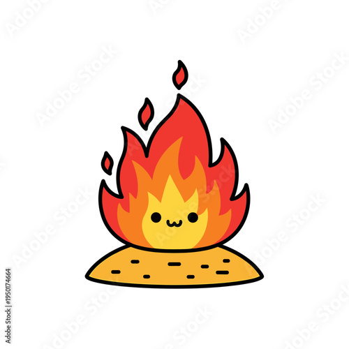 Cute Cartoon Fire on a Mound