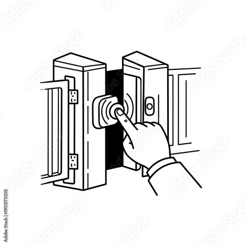 Pushing Doorbell Button on Gate