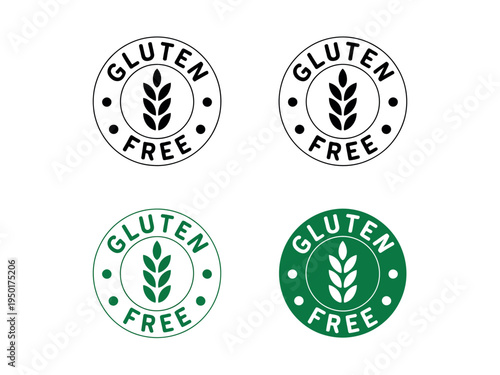 Gluten free label and stamp vector isolated in flat style for product packaging design element